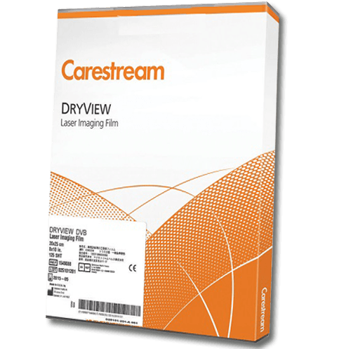 white-orange box with medical film from Carestream