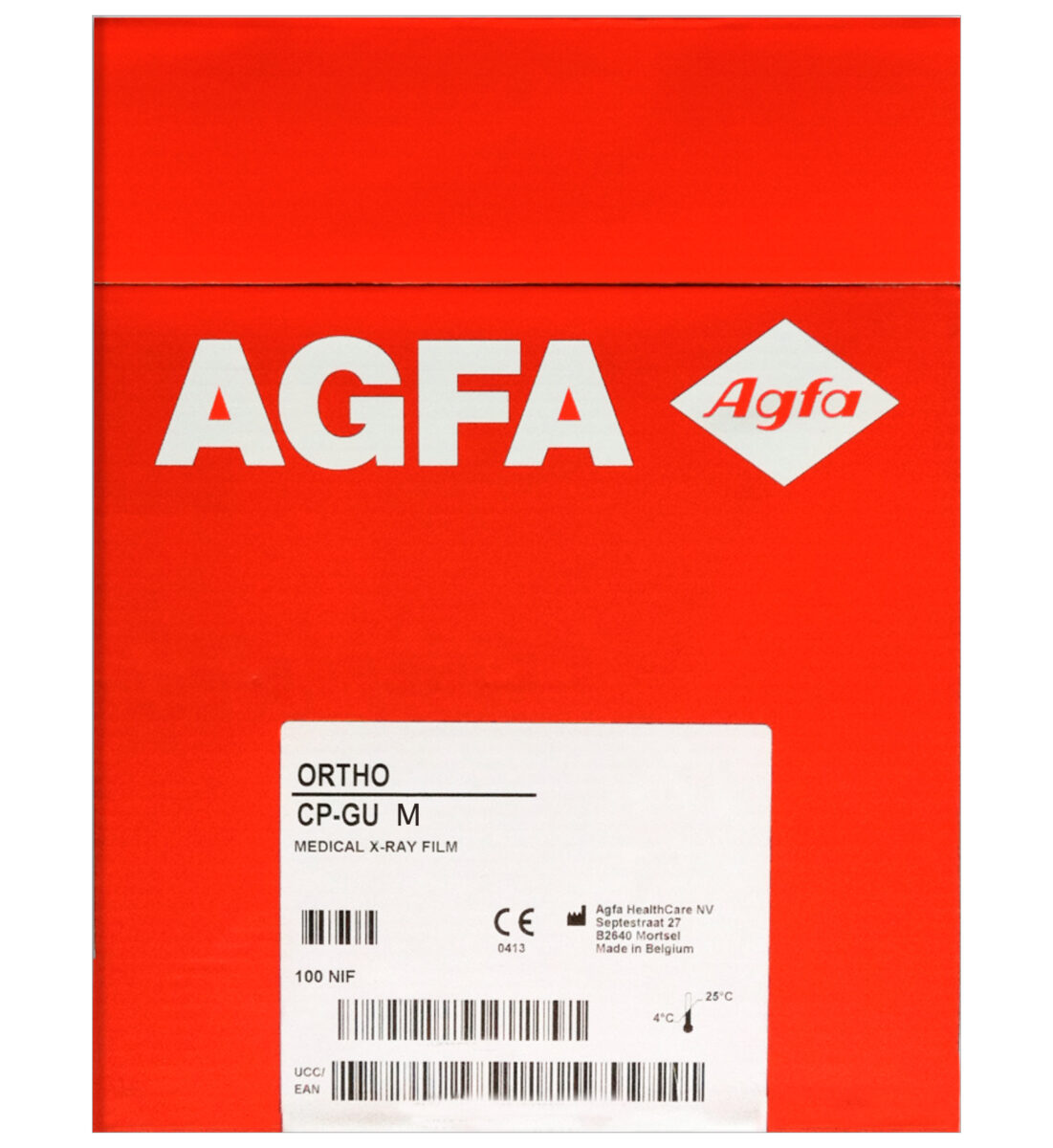 AGFA ORTHO CP-GU M 1 Agfa ORTHO CP-GU M green-sensitive medical X-ray film for manual processing