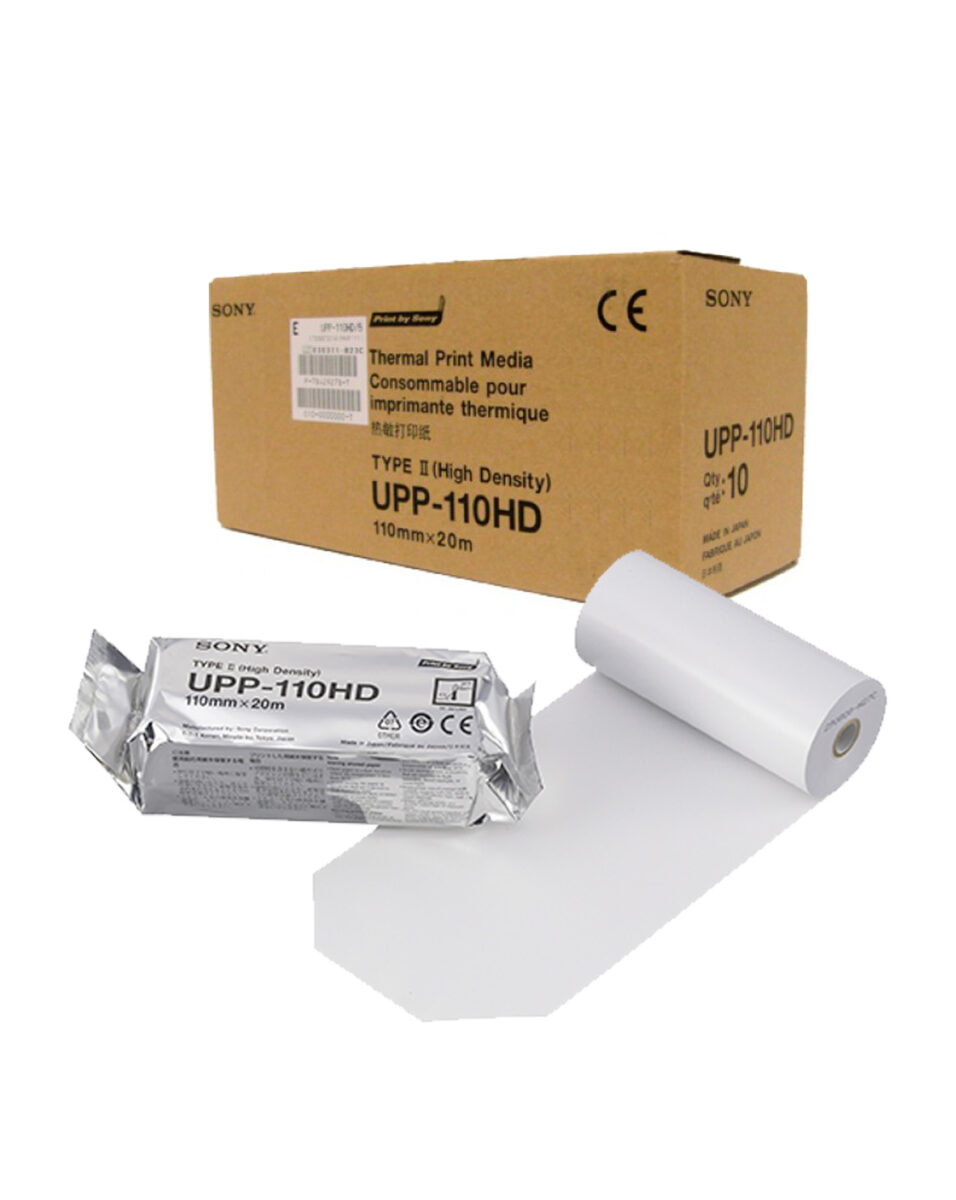 Sony UPP-110HD thermal print media 1 Sony UPP-110HD high-density black and white thermal print media roll 110 mm × 20 m for medical video printers