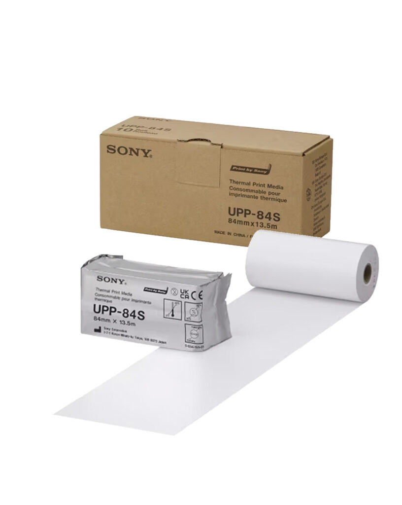 Sony UPP-84S standard density black and white thermal print media roll 84 mm × 12.5 m for medical video printers
